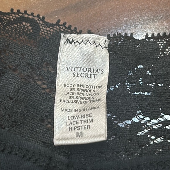 Medium Victoria’s Secret lace trim cotton black hipster - Picture 3 of 4